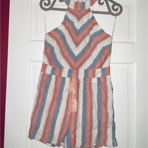 Crystal Sky linen halter top romper